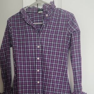 J. Crew Women's Button-Up in Purple and Blue Plaid